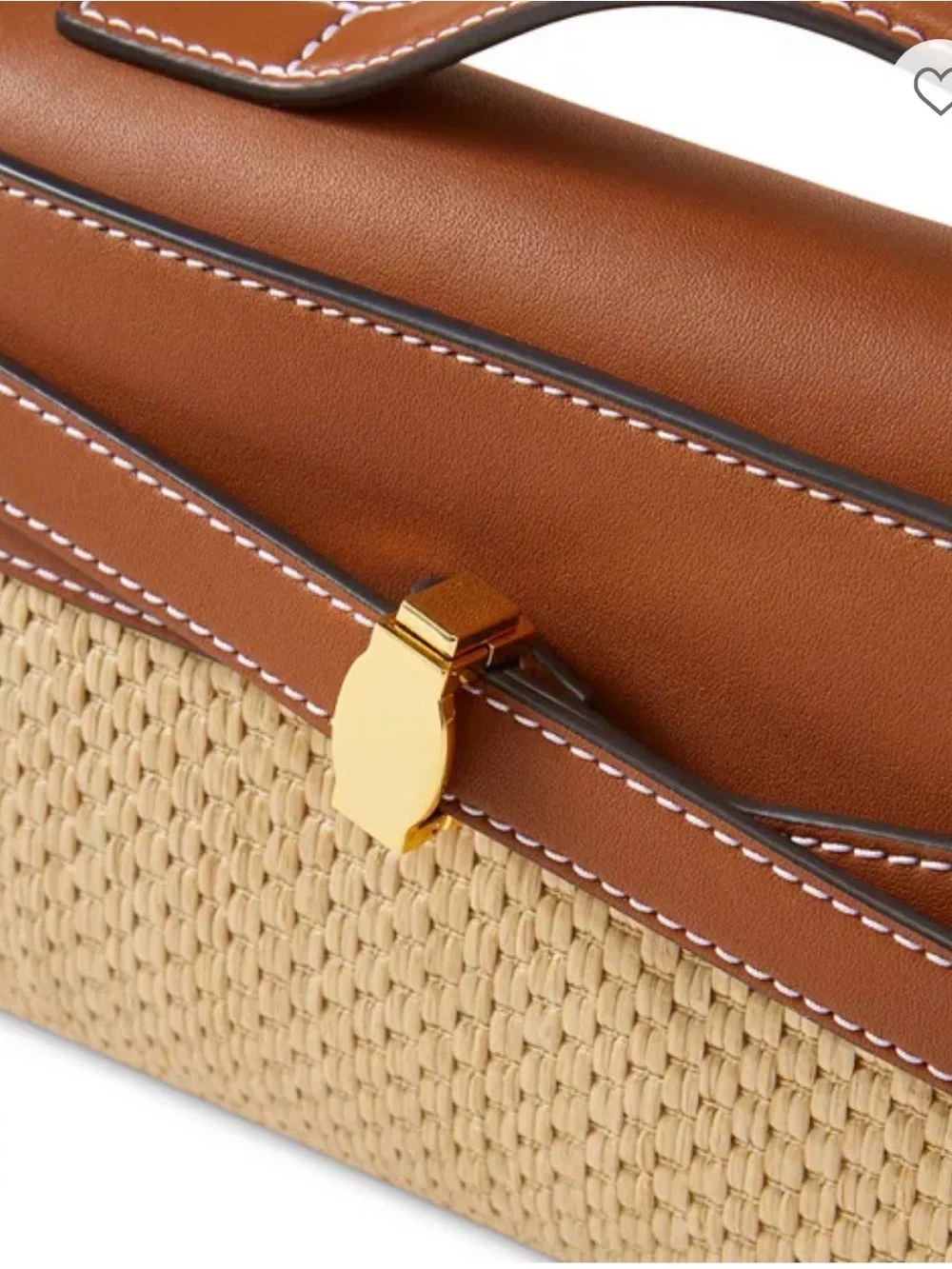 Veronica Beard Dash Raffia Clutch Hazelwood Leather Top Handle Bag - Picture 3 of 12
